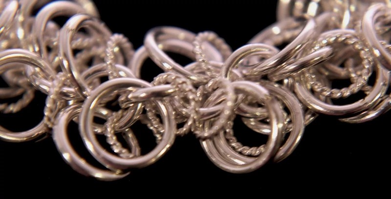 New Chainmaille 925 Sterling Silver Sassy Swirl of Rings Bracelet 7" gallery