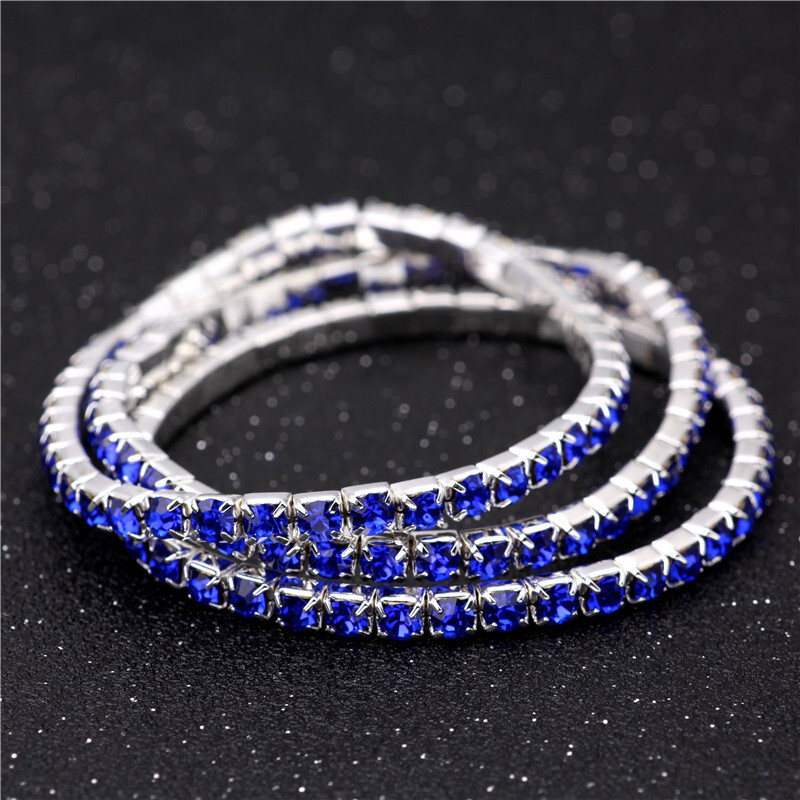 Unisex Silver Large Crystal Tennis Chain Anklet or Bracelet - In 3 Colours gallery