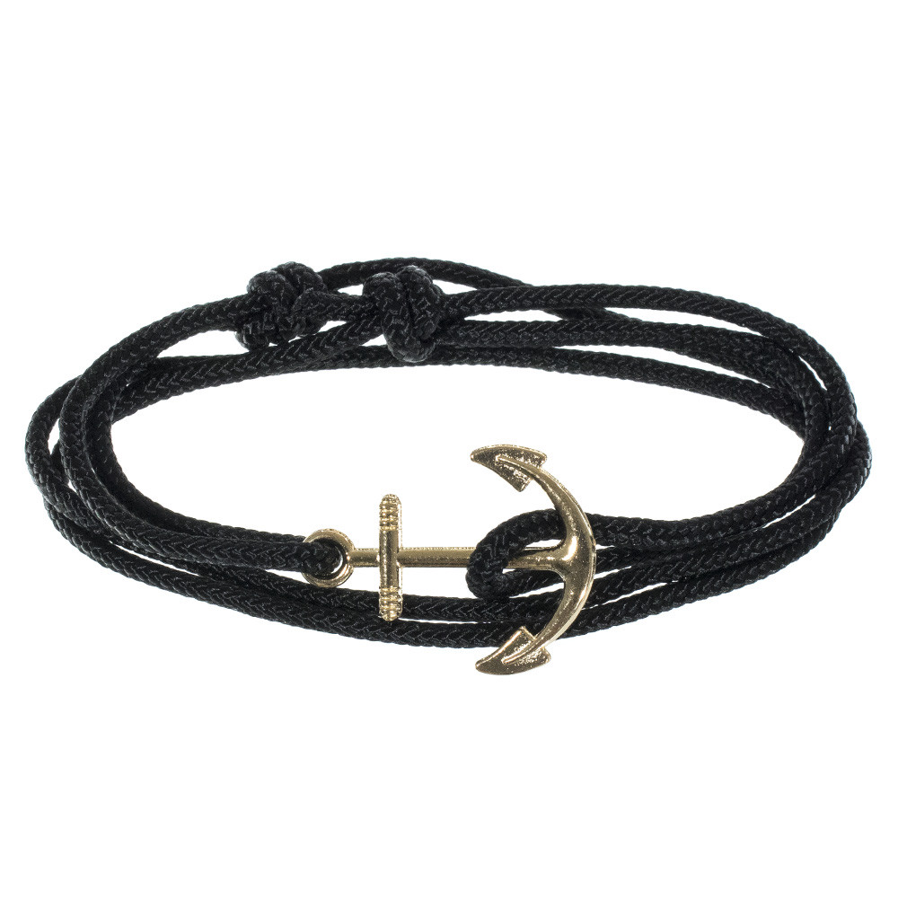 Nylon Adjustable Wrap Bracelet with Nautical Themed Clasp Anchor or Fish Hook