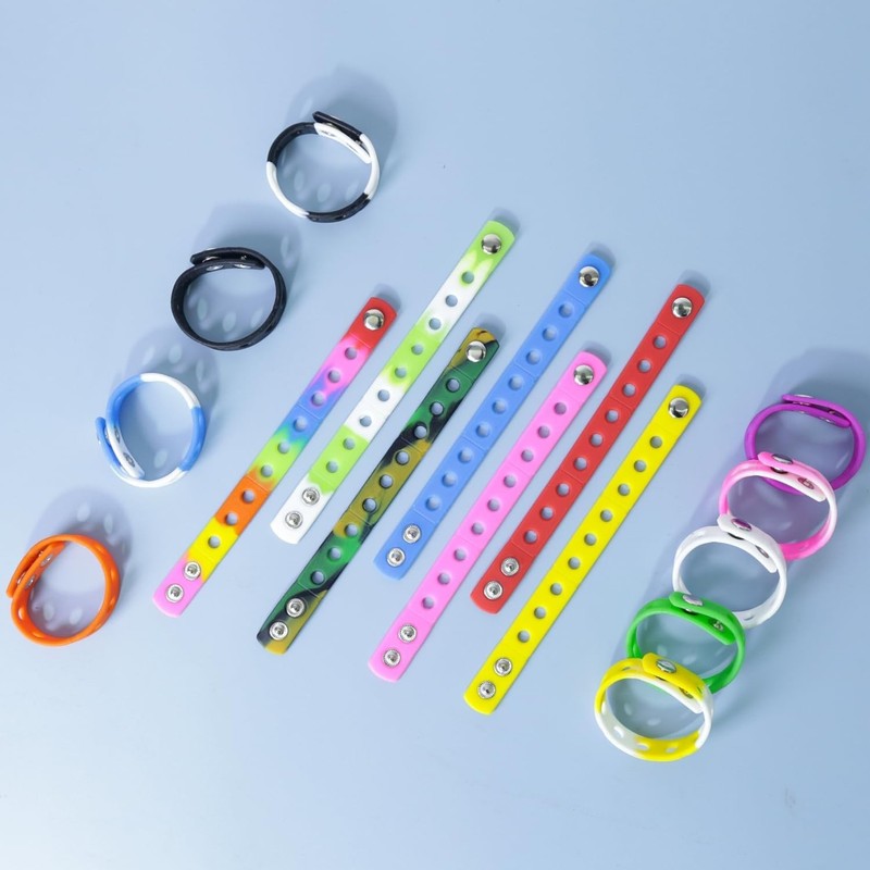 9 Pcs Colorful Silicone Wristbands for Kids Adjustable 7 Inch gallery