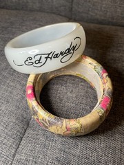 Ed Hardy Christian Audigier Bangle Bracelet Set 2 Tiger Skull Y2K
