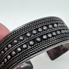 Silver Wife Cuff Bracelet Herringbone Ball Design