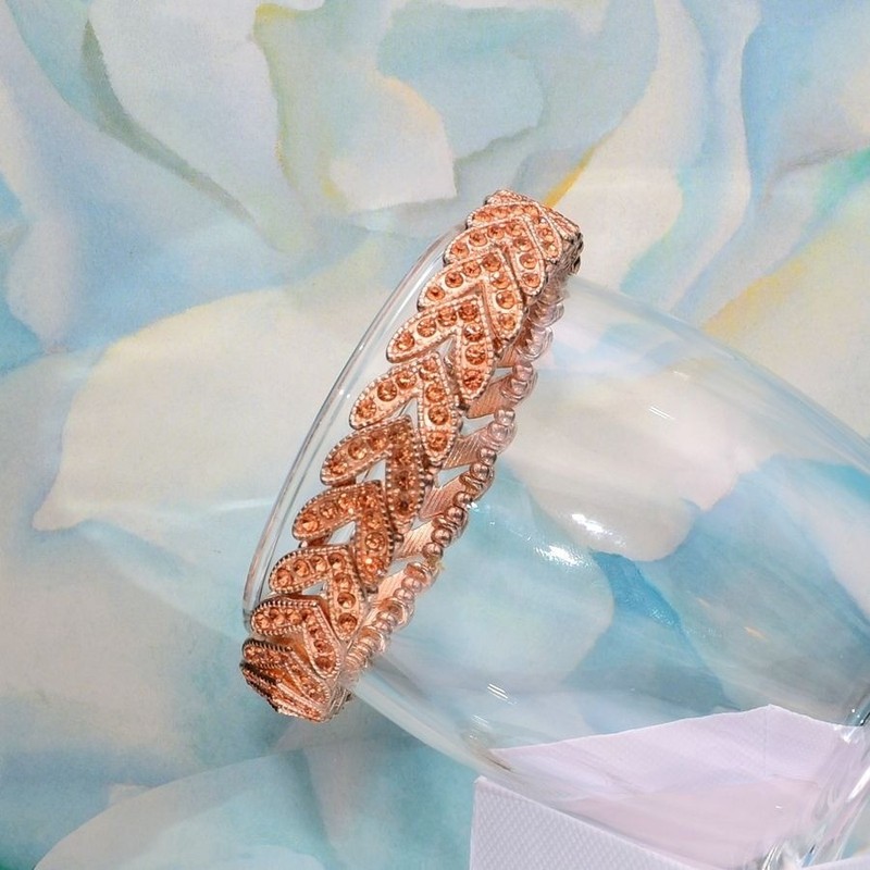 Gemmed Arrow Bead Stretch Bracelet Rose Gold Caroline C Estate Collection Piece gallery