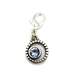 Brighton Halo Blue Single Round Crystal Silver Custom Clip Charm