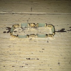 Chinese Jade Gold Colored Tennis Bracelet 8” Marked FY And FAS