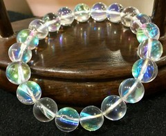 6/8/10/12mm White Gleamy Rainbow Moonstone Round Gems Beads Bracelet 7.5”