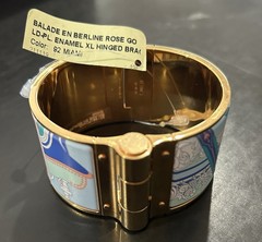 Hermès Balade en Berline Enamel Hinged Bangle Bracelet Rose Gold Plated