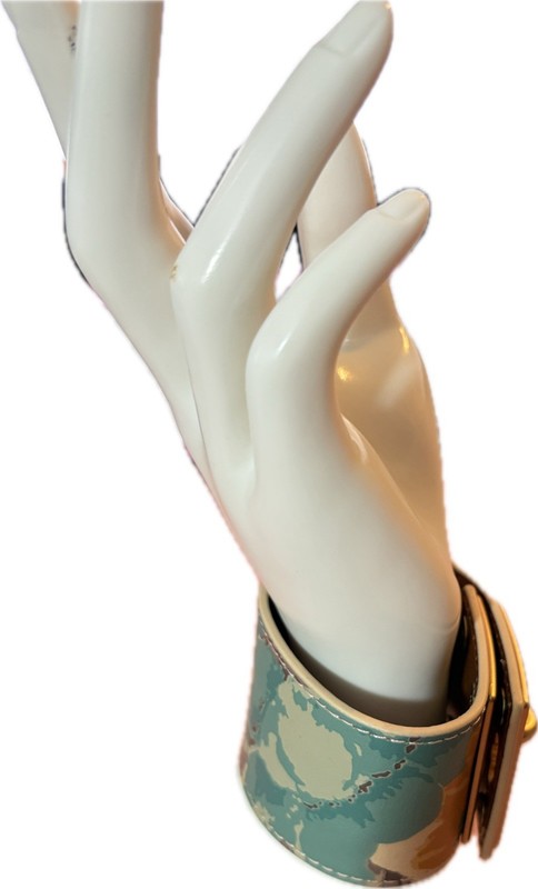 Patricia Nash 1st Bloom Floral Leather Pattern Triple Turn Lock Cuff Bracelet gallery