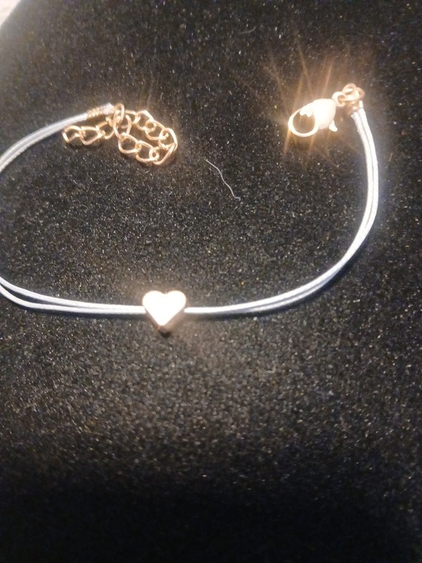 Gold Toned Heart Corded Bracelet Adjustable Closure Gold Tone 7-9 " gallery