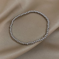 Greatera 3/4mm Stainless Steel Beads Elastic Bracelets for Women Gold Plated