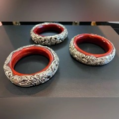 Coral and Sterling Silver Bangle