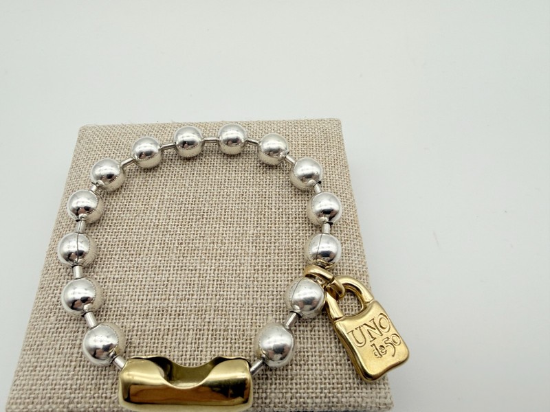 NEW Uno de 50 SNOWFLAKE Bracelet Sterling Silver 18k Gold Plated Beads Large gallery