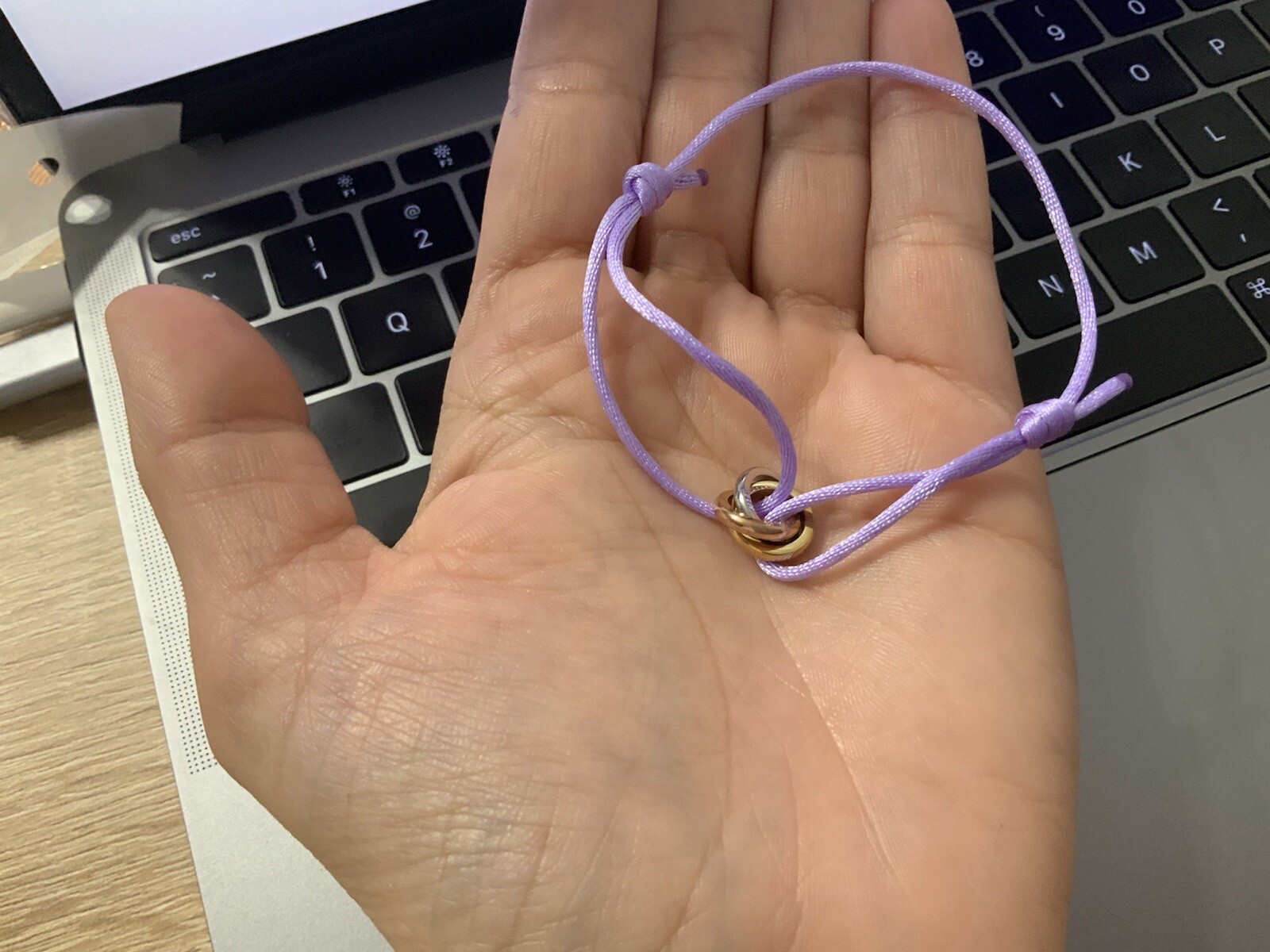 Gold infinity Light Purple Lace Ribbon Bracelet gallery