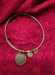 Alex and Ani 2013 “My Other Half” Charm Bangle Bracelet Gold Tone Adjustable