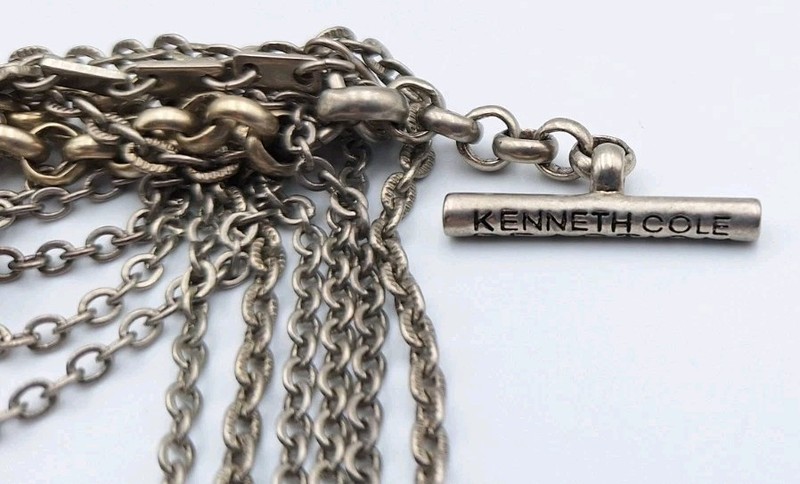 KENNETH COLE REACTION Mix Metal Multilayered Chain Fringe Dangle Charm Bracelet gallery