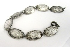 Vintage 800 Silver Signed Greece Tourist Attractions Link Bracelet – 7.25″