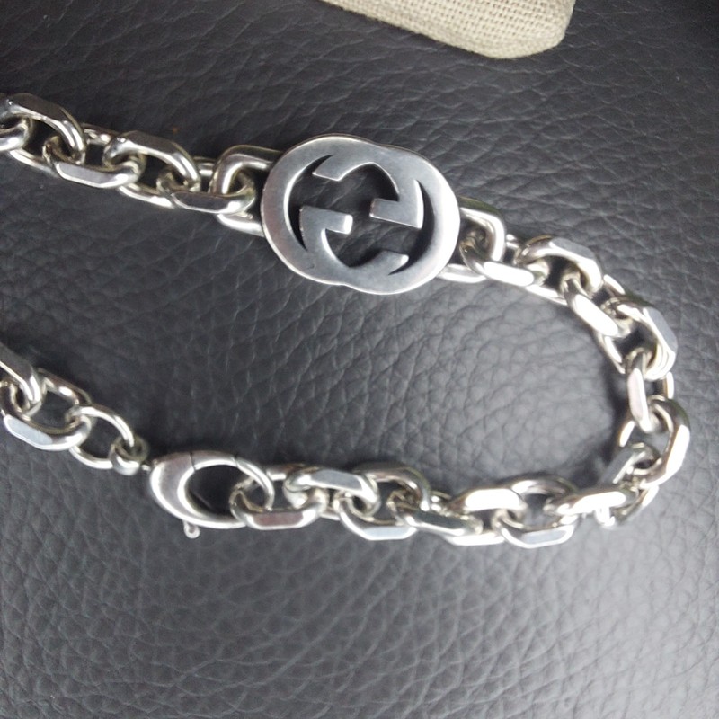 Gucci 925 Silver GG Chain 18 Bracelet 7" gallery