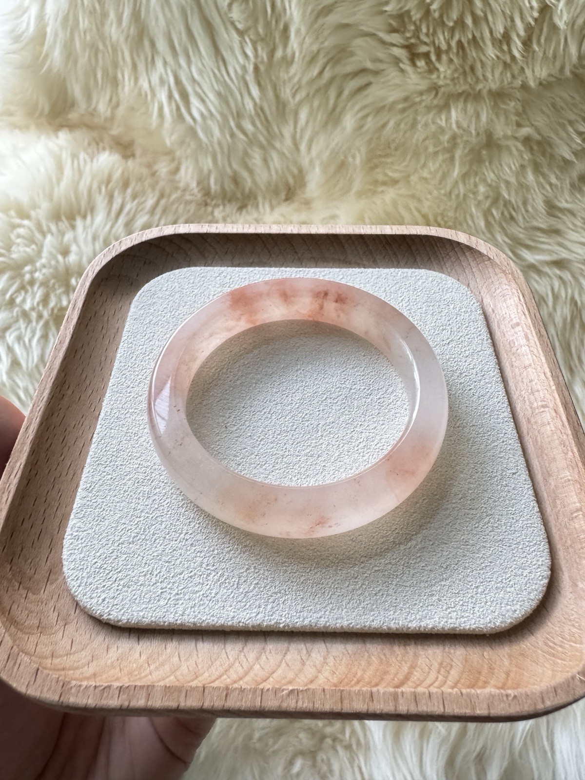 Premium Natural Jinsi Jade Bangle Bracelet - Square Shape!! 52-53mm High Luster! gallery