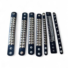 7 pcs Gothic PU leather Studded Spike Punk Emo Grunge Rock bracelets Brand New