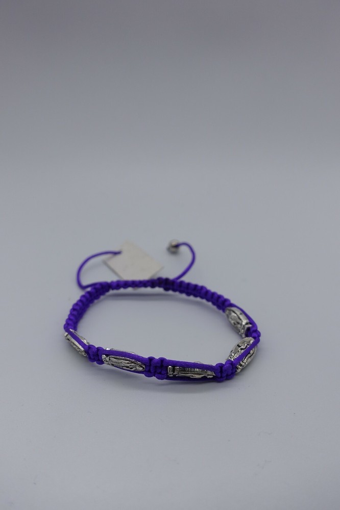macrame purple cord St Benedict medals adjustable bracelet
