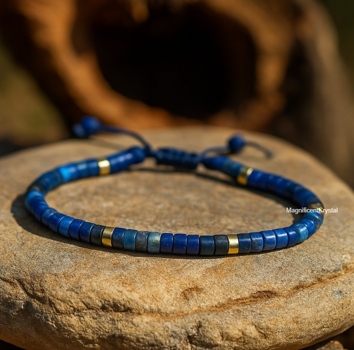 Lapis Lazuli Bracelet Healing Protection Crystal Minimalist Jewelry Men Women gallery