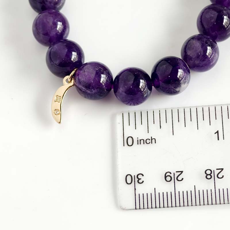 Banana Republic Amethyst Bead Stretch Bracelet Women Party Vacation Jewelry Gift gallery