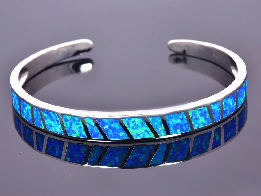 Kivony Fashion Fine Blue Fire Opal Bangles 925 Sterling Sliver Jewelry For Women gallery