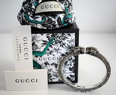 🆕️GUCCI LE MARCHE DES MERVEILLES TIGER STERLING SILVER CUFF BANGLE Bracelet 17