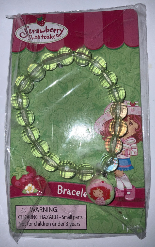 Vintage Strawberry Shortcake Charm Bracelet Clear / Green - NEW