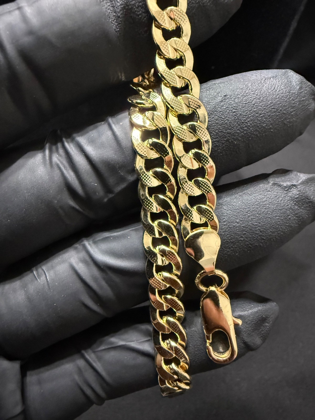concave cuban gold layered bracelet 8 inch 7.5 mm lobster clasp gallery