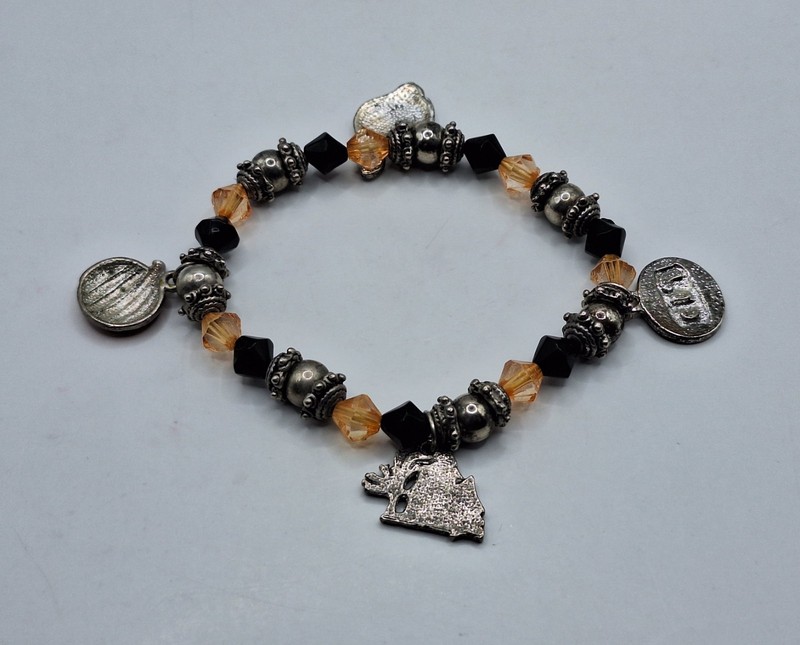 Halloween Beaded Stretch Bracelet With Charms Ghost Haunted House Boo Pumpkin gallery