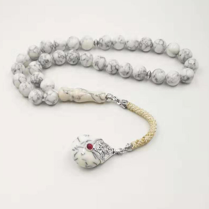 Tasbih White Turquoise stone Muslim misbaha 33 prayer beads islamic Rosary gift gallery