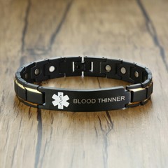 Medical Alert Magnetic Healing Therapy Bangle Chain Men Bracelet BLOOD THINNER