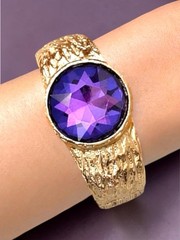 1.5″ Wide Statement Chunky Party Hinged Bling Bracelet Purple Glass Crystals
