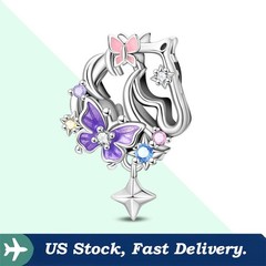 KUNSIR Sterling Silver Butterfly Charm For Bracelet, Butterfly Bead DIY Charms