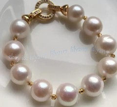 Huge 12-14mm Genuine Natural Round South Sea White Pearl Beads Bracelet 8 inch