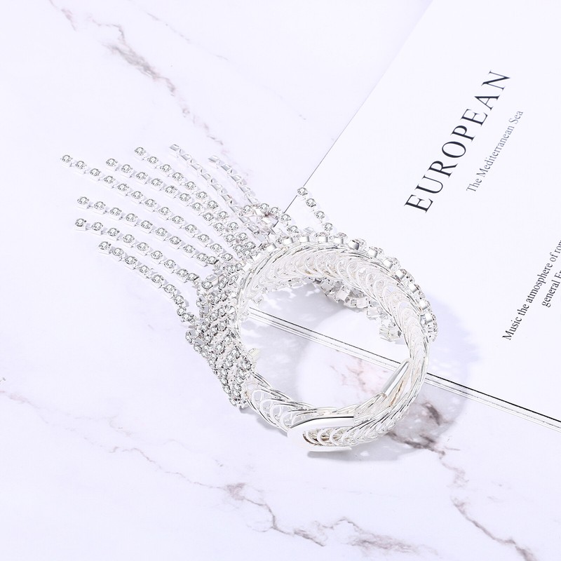 Womens Bling Rhinestone Tassel Upper Arm Elastic Bracelet Bridal Wedding Bangle gallery