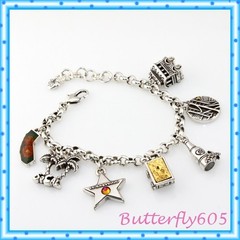 Brighton California Palm Tree Golden Gate Bridge Gold Wine Charm Bracelet