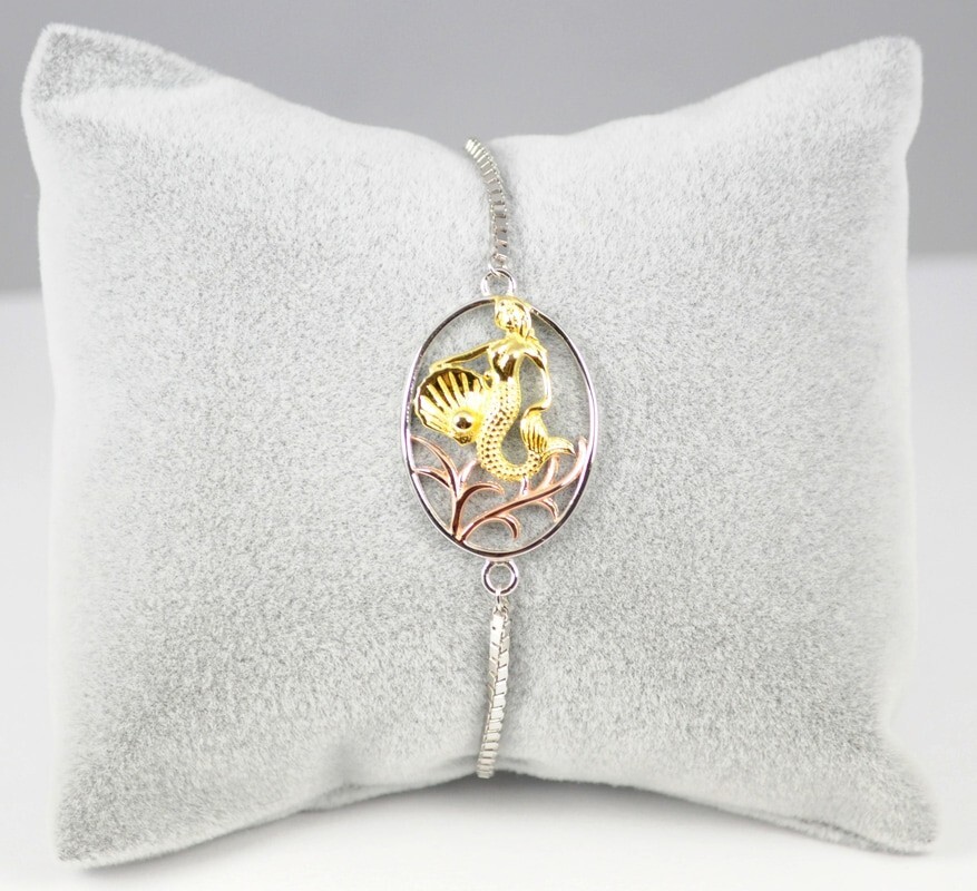 925 Sterling Silver Adjustable Tri-Color Bracelet - Hawaiian Mermaid Pearl gallery