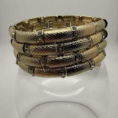 Vintage Exotic Snake Gem Bling Accents Bangle Bracelet Stretch Statement Retro