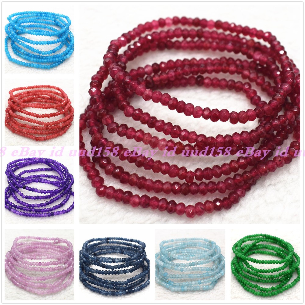 Wholesale 6 Pcs Natural Multicolor Gemstone 2x4mm 7.5” Crystal Healing Bracelet