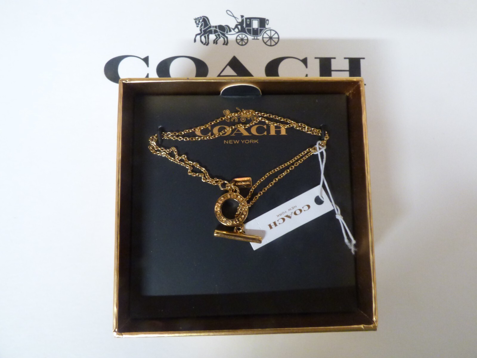Coach Rose Gold Open Circle Double Strand Toggle Bracelet F54515 MSRP $85 boxed gallery