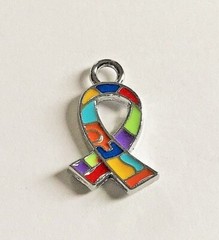 Choice of Alloy Autism Awareness Charm on Silver Tone Alloy Carabiner Clasp