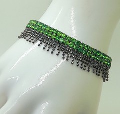 2 line green rhinestone black nickel ball fashion jewelry stretch bracelets
