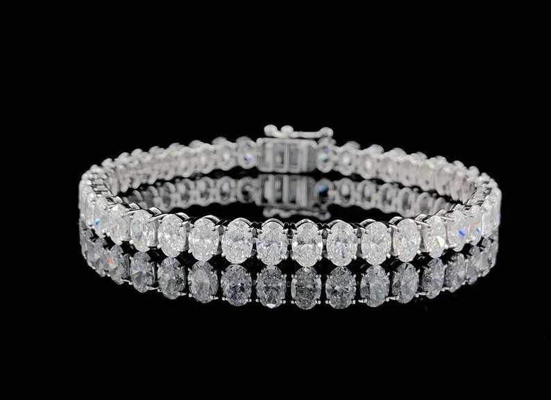 8.50CT Oval Cut Moissanite Tennis Women's Bracelet 925 Sterling Silver