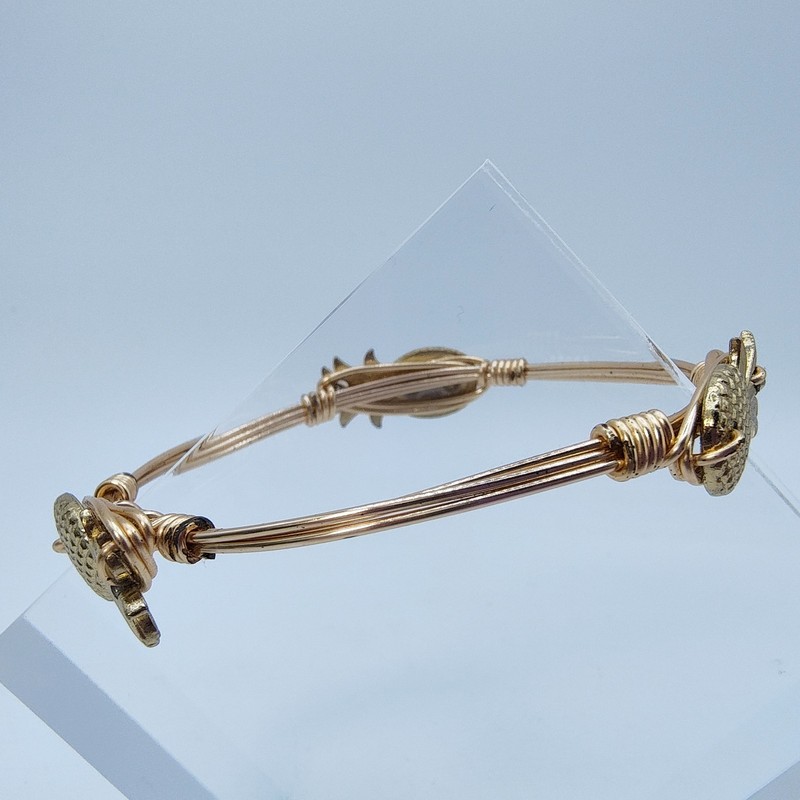 Pineapple Wire Wrap Bangle Bracelet Gold Tone Tropical Beach Resortware gallery
