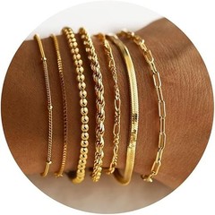 Juego de pulseras de oro resistentes al agua para mujer, moderno y delicado de 1