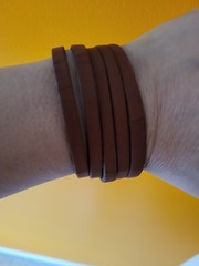 Brown synthetic leather bracelet with magnetic clasp