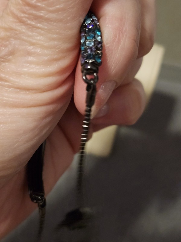 Off Park Collection Blue Multi-color Crystal Pull Cord Bolo Bangle Bracelet Htf gallery