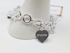 Chico’s Bracelet Charm Silver Tone VIP Charmed Life Beaded 8″ New
